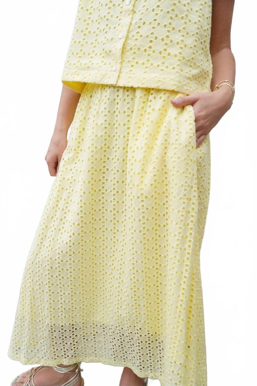 NEW ENTRO islet midi skirt in butter yellow